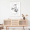 Golden Gate Bridge Pencil Drawing Art Print - Shelf - Portrait