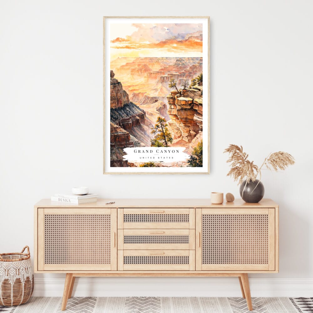 Grand Canyon Watercolor Art Print - Shelf - Portrait Grand Canyon Watercolor Art Print - Shelf - Portrait