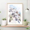 Greece Santorini Watercolor Painting Art Print on shelf