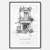 Hanoi Old Quarter Line Drawing Art Print - Main - Black Frame - Portrait