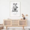 Hanoi Old Quarter Line Drawing Art Print - Shelf - Portrait