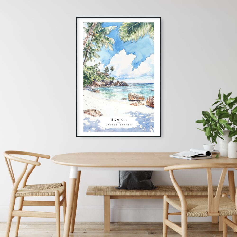 Hawaii Watercolor Art Print - Kitchen Wall Art - Portrait Hawaii Watercolor Art Print - Kitchen Wall Art - Portrait