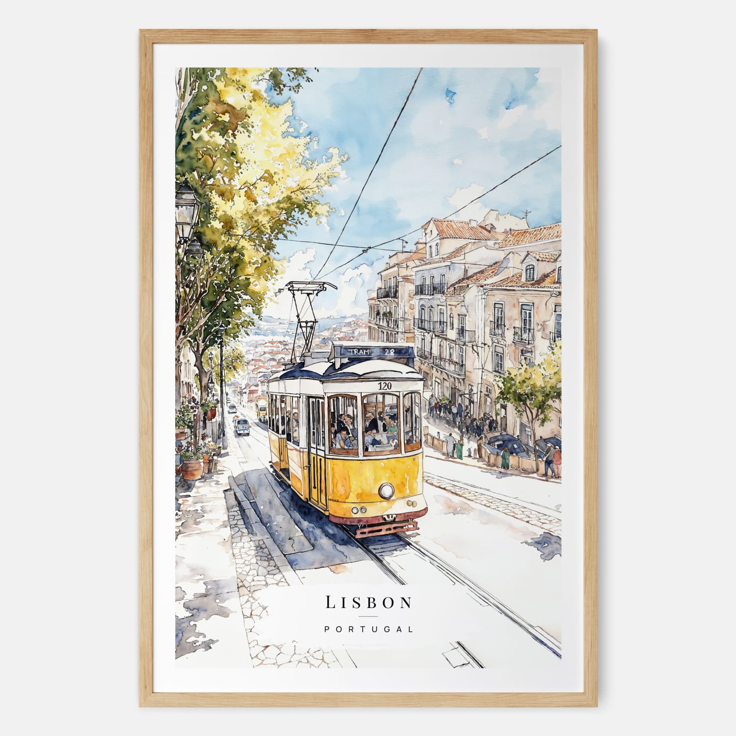 Lisbon Tram 28 Watercolor Painting – Art Print