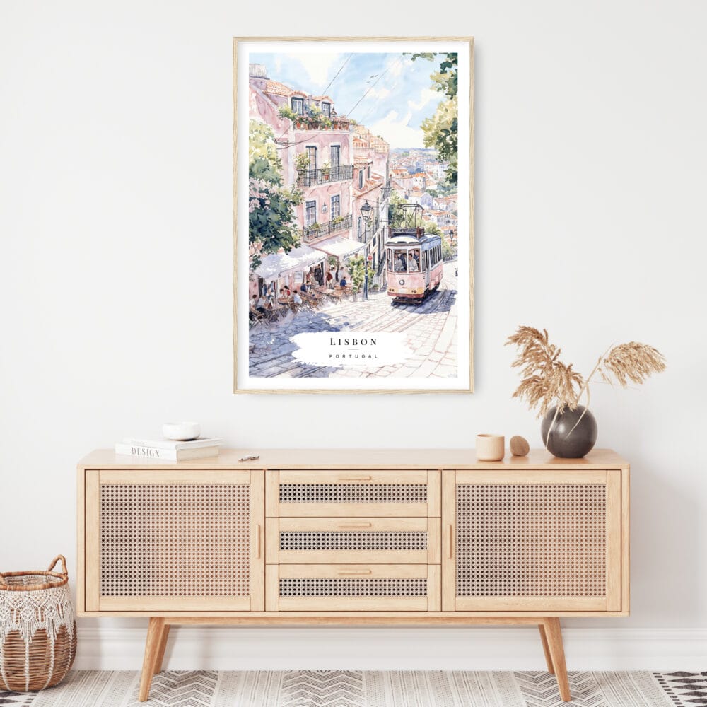 Lisbon Watercolor Art Print - Shelf - Portrait Lisbon Watercolor Art Print - Shelf - Portrait