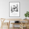Manhattan Bridge Line Drawing Art Print - Kitchen Wall Art - Portrait