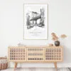 Manhattan Bridge Line Drawing Art Print - Shelf - Portrait