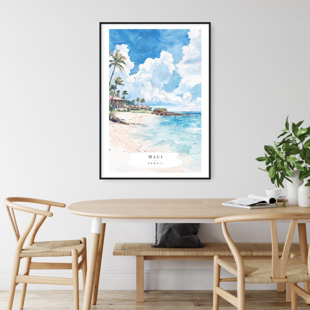 Maui Beach Watercolor Art Print - Kitchen Wall Art - Portrait Maui Beach Watercolor Art Print - Kitchen Wall Art - Portrait