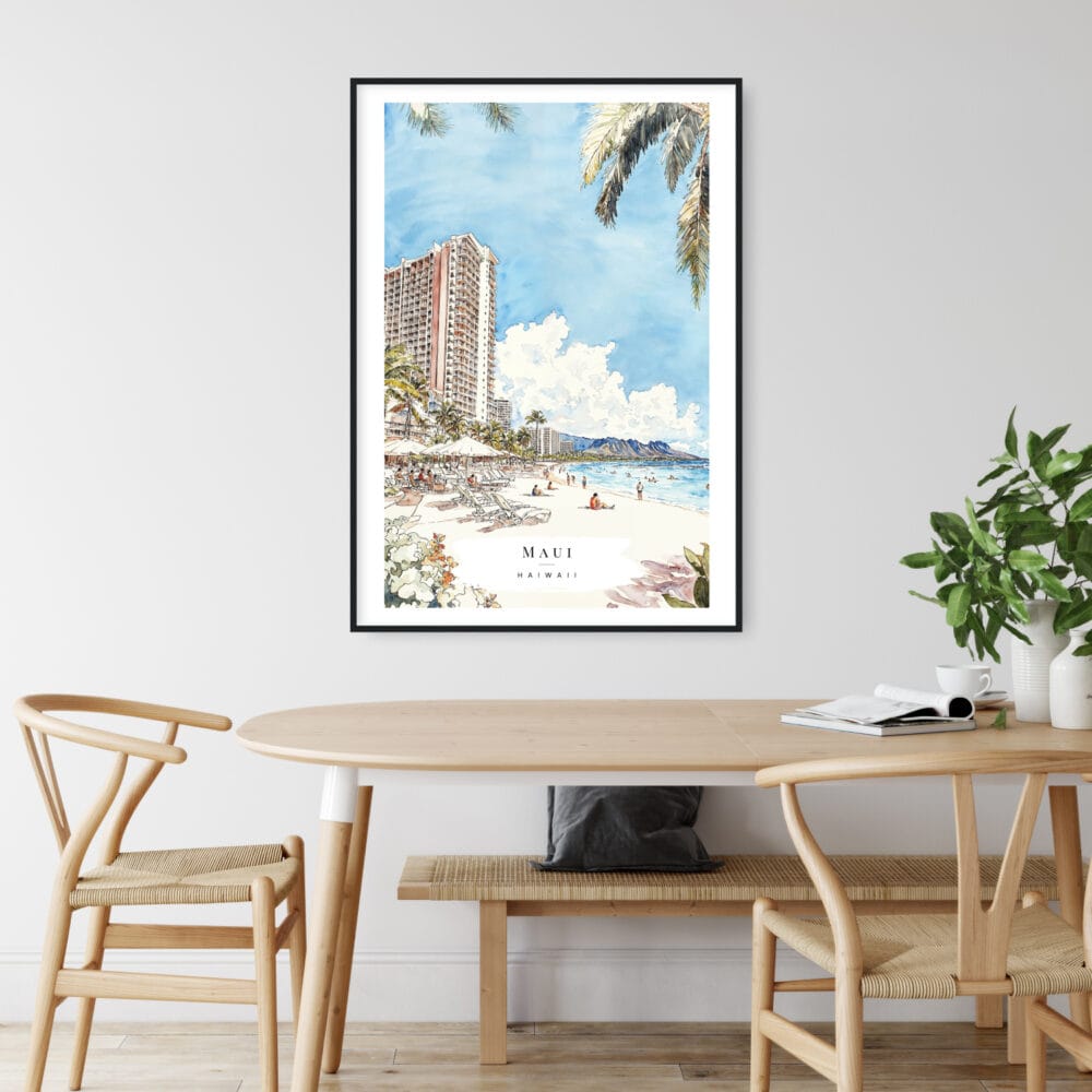 Maui Hawaii Watercolor Art Print - Kitchen Wall Art - Portrait Maui Hawaii Watercolor Art Print - Kitchen Wall Art - Portrait