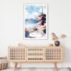 Mount Fuji Watercolor Art Print - Shelf - Portrait