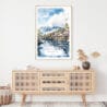 Mount Fuji Watercolor Art Print View From Oshino Art Print - Shelf - Portrait