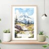 Mount Rainier Watercolor Art Print on shelf