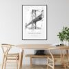 Oakland Bay Bridge Pencil Drawing Art Print - Kitchen Wall Art - Portrait