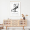 Oakland Bay Bridge Pencil Drawing Art Print - Shelf - Portrait