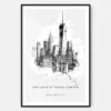 One World Trade Center Line Drawing Art Print - Main - Black Frame - Portrait
