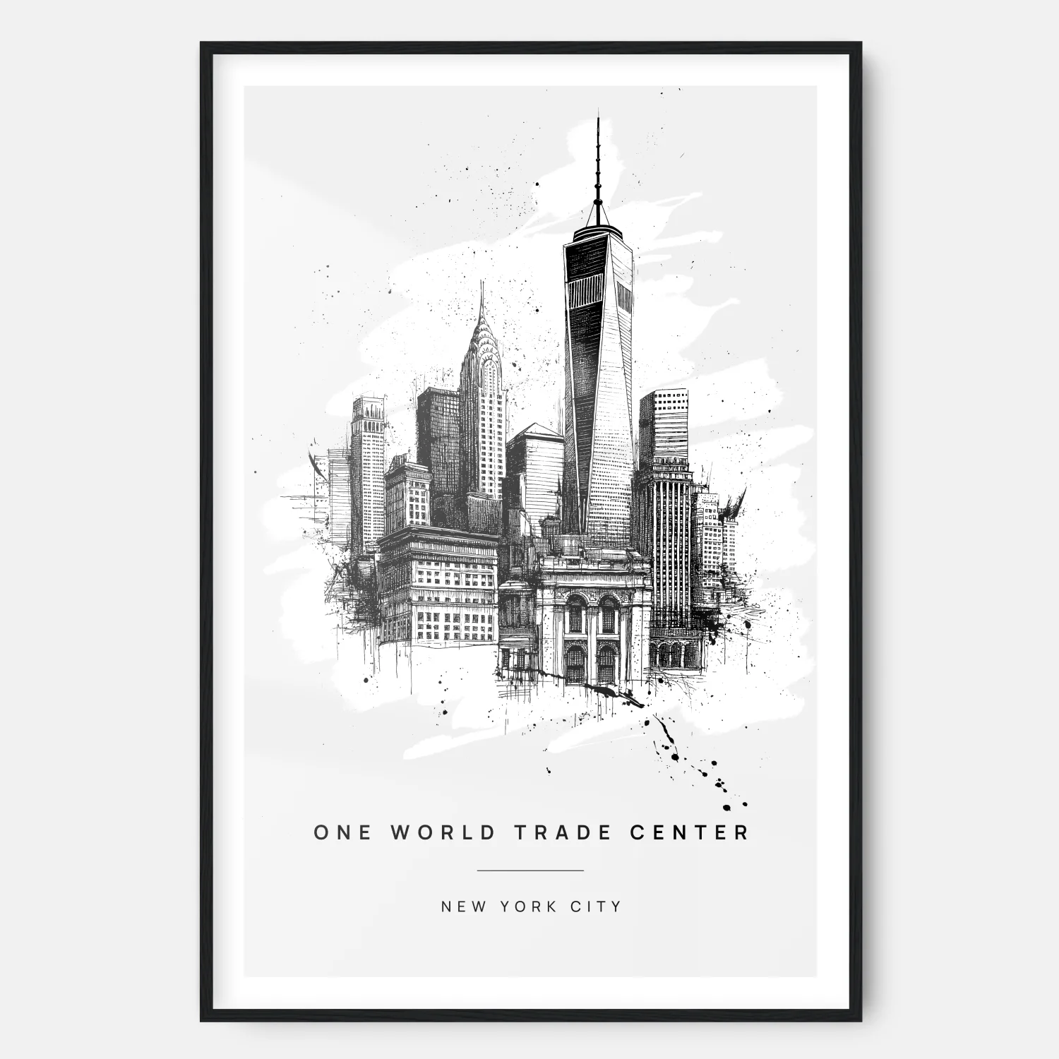One World Trade Center Line Drawing - Art Print