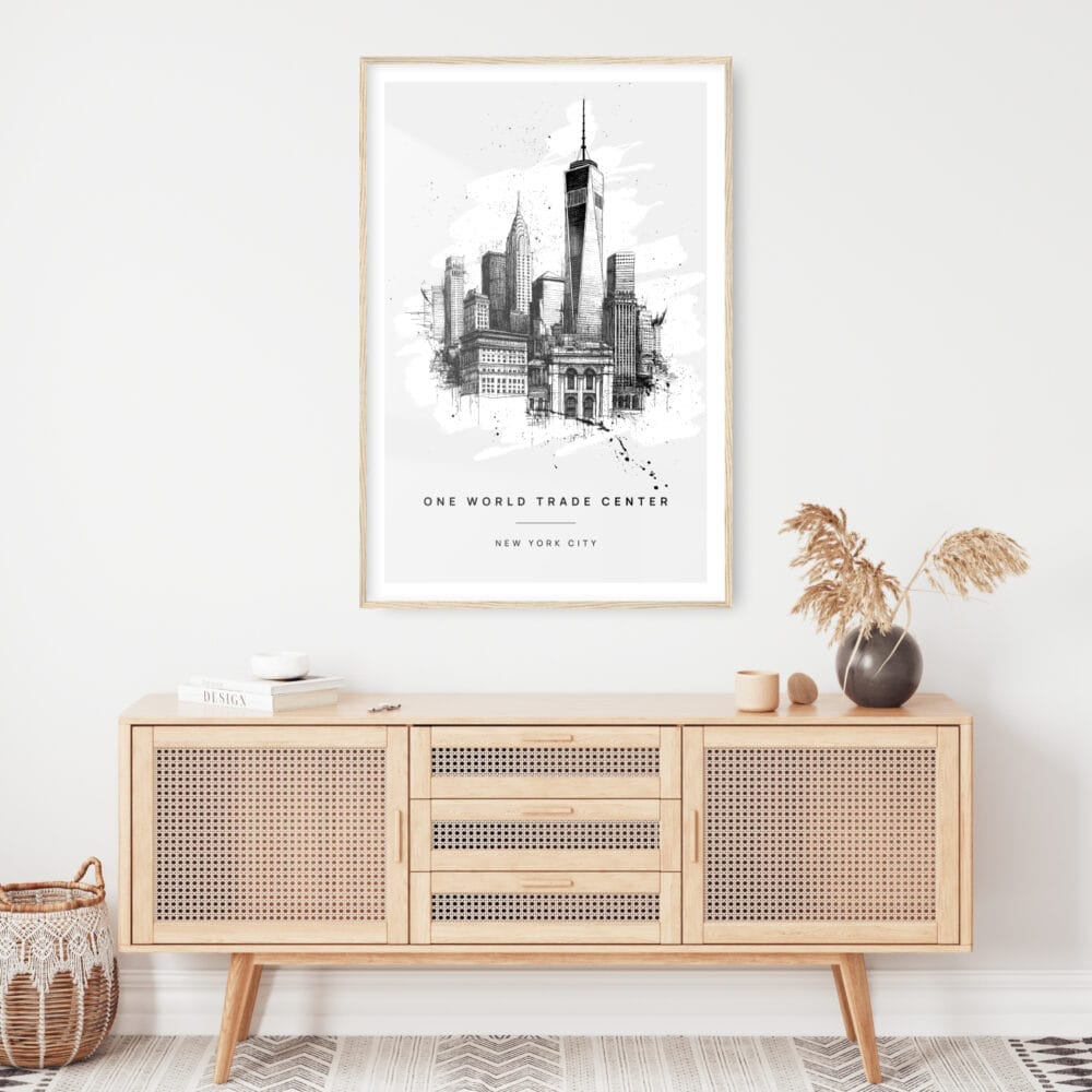 One World Trade Center Line Drawing Art Print - Shelf - Portrait One World Trade Center Line Drawing Art Print - Shelf - Portrait