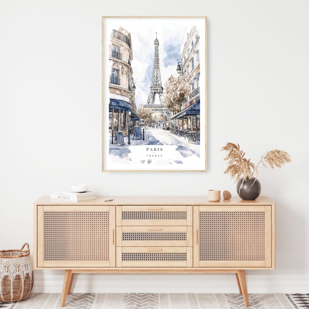 Paris Watercolor Painting Art Print - Shelf - Portrait Paris Watercolor Painting Art Print - Shelf - Portrait
