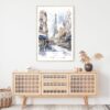 Paris Watercolor Painting Art Print - Shelf - Portrait