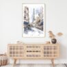 Paris Watercolor Painting Art Print - Shelf - Portrait