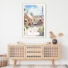 Park Guell Barcelona Watercolor Art Print - Shelf - Portrait