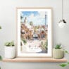 Park Guell Barcelona Watercolor Art Print on shelf