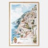 Positano Watercolor Painting Art Print - Main - Wood Frame