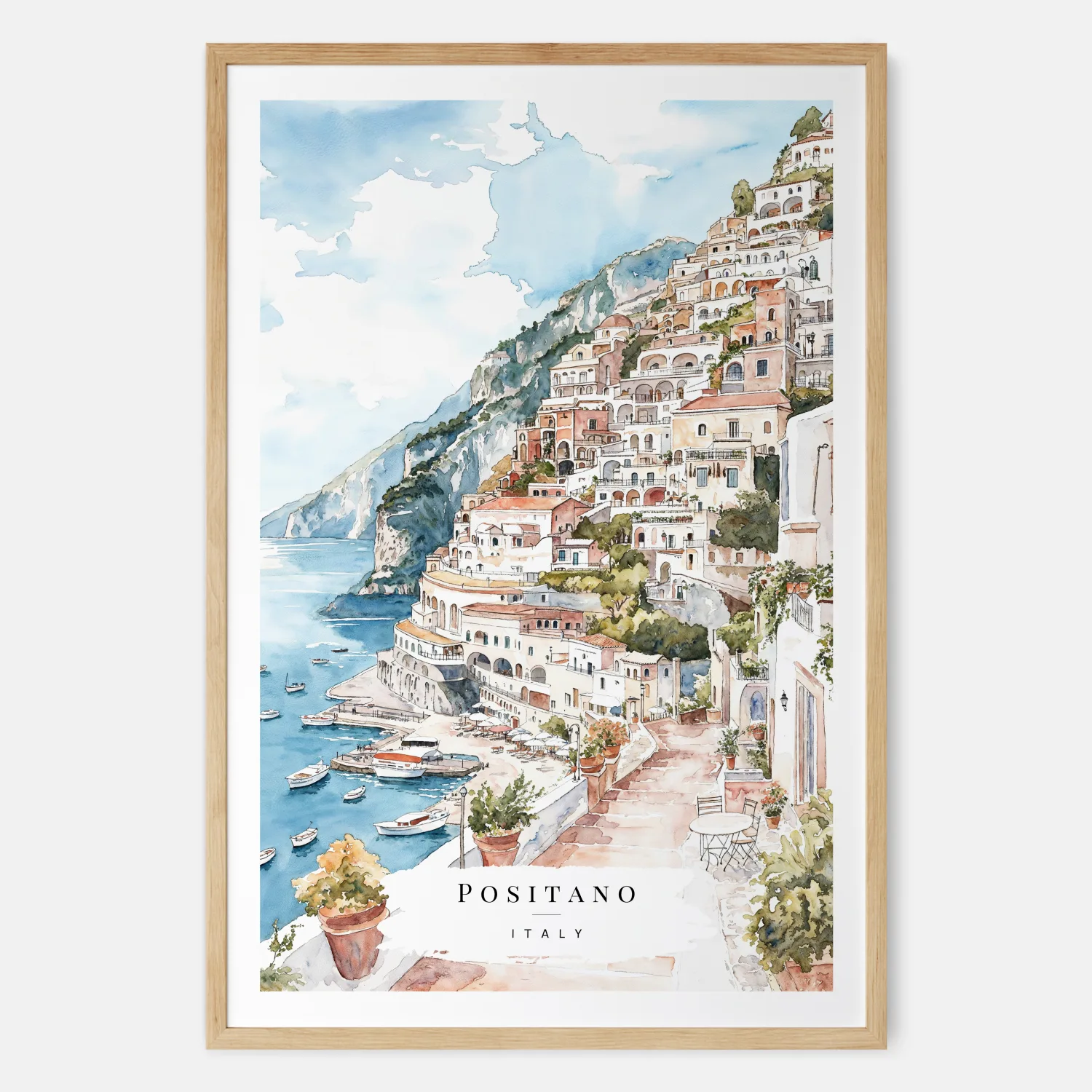 Positano Watercolor Painting - Art Print