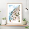 Positano Watercolor Painting Art Print on shelf