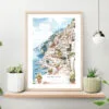 Positano Watercolor Painting Art Print on shelf