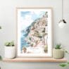 Positano Watercolor Painting Art Print on shelf