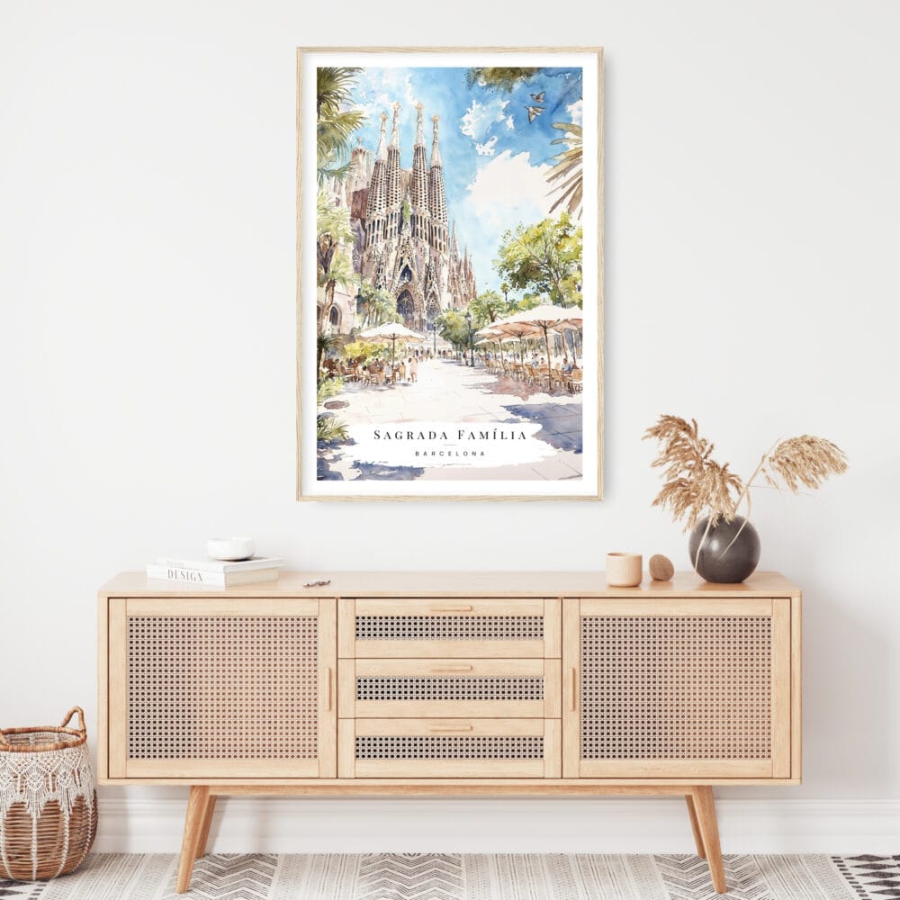 Sagrada Familia Barcelona Watercolor Art Print - Shelf - Portrait Sagrada Familia Barcelona Watercolor Art Print - Shelf - Portrait