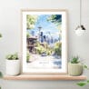 Seattle Space Needle Watercolor Art Print on shelf