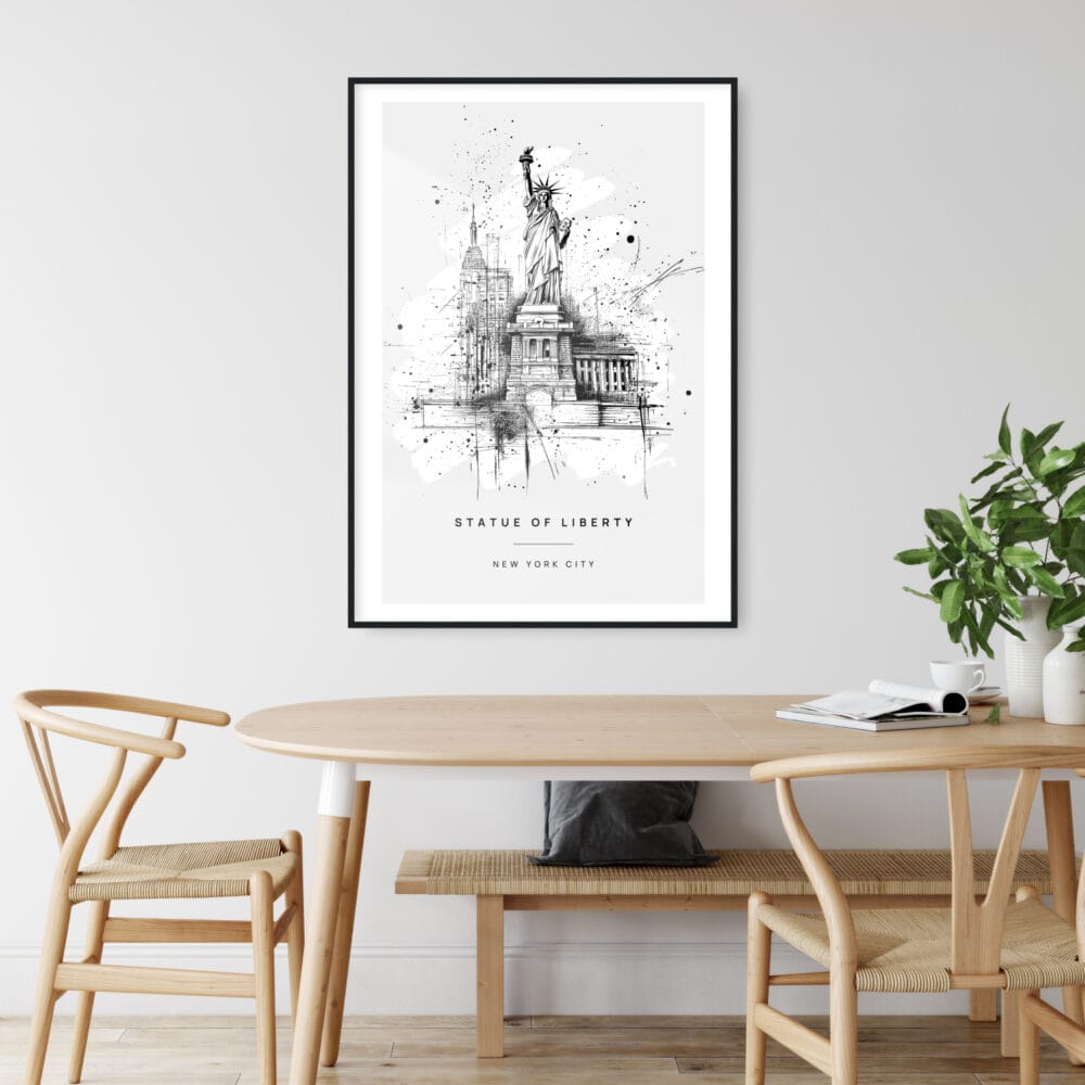 Statue of Liberty Line Drawing Art Print - Kitchen Wall Art - Portrait Statue of Liberty Line Drawing Art Print - Kitchen Wall Art - Portrait