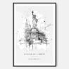 Statue of Liberty Line Drawing Art Print - Main - Black Frame - Portrait