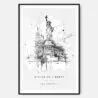 Statue of Liberty Line Drawing Art Print - Main - Black Frame - Portrait