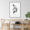 Thailand Tuk Tuk Line Drawing Art Print - Kitchen Wall Art - Portrait