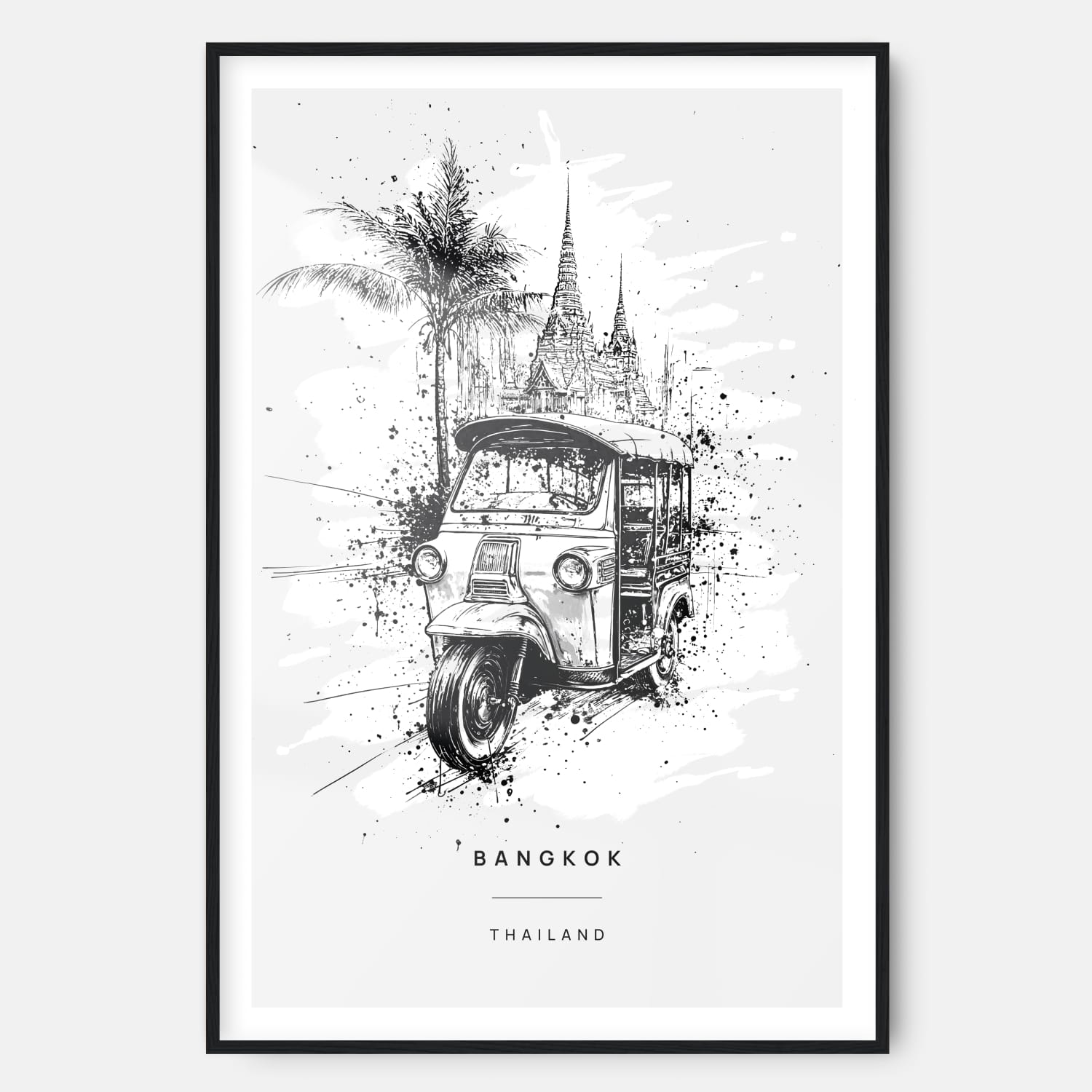 Thailand Tuk Tuk Line Drawing – Art Print