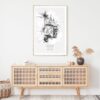 Thailand Tuk Tuk Line Drawing Art Print - Shelf - Portrait