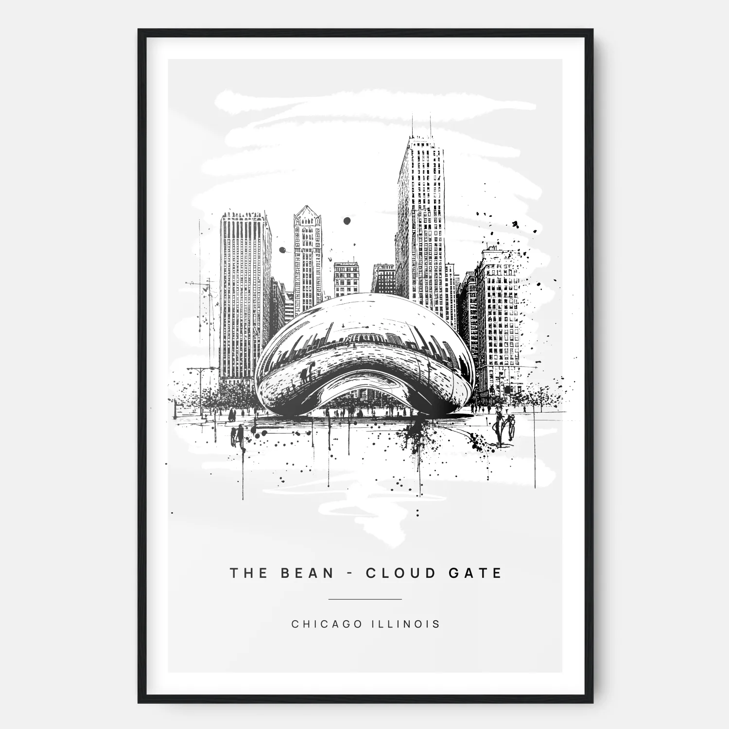 Chicago Cloud Gate Line Drawing - Art Print