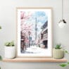 Tokyo Skytree Watercolor Art Print on shelf
