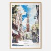 Tokyo Watercolor Art Print with Tokyo Tower - Main - Wood Frame