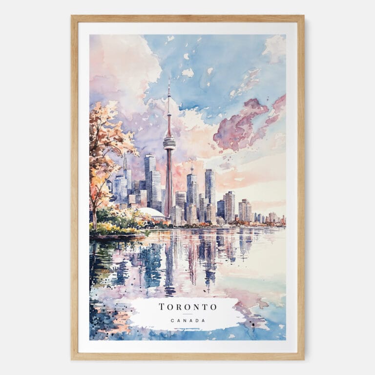 Toronto Canada Watercolor Painting Art Print - Main - Wood Frame