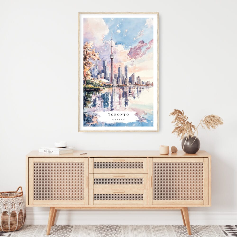 Toronto Canada Watercolor Painting Art Print - Shelf - Portrait Toronto Canada Watercolor Painting Art Print - Shelf - Portrait