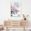 Toronto Canada Watercolor Painting Art Print - Shelf - Portrait