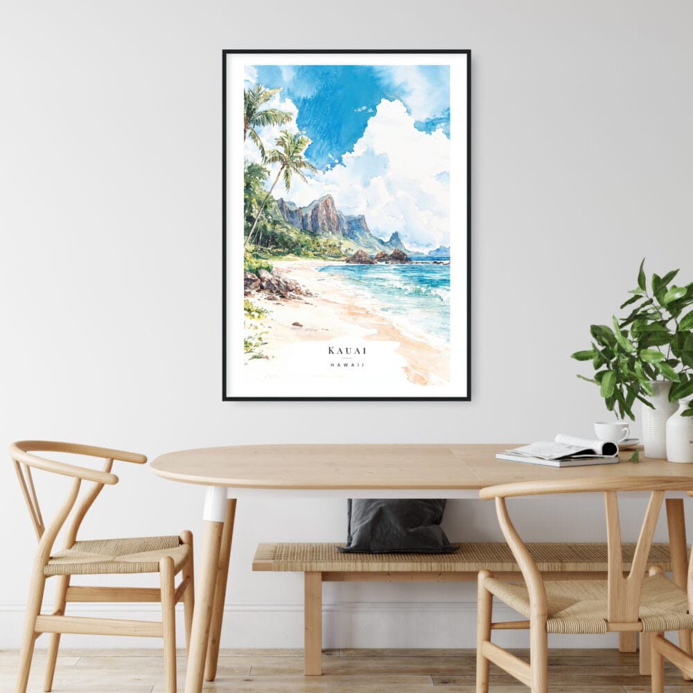 Tropical Kauai Watercolor Art Print - Kitchen Wall Art - Portrait Tropical Kauai Watercolor Art Print - Kitchen Wall Art - Portrait
