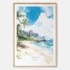 Tropical Kauai Watercolor Art Print - Main - Wood Frame