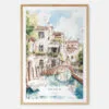 Venice Canal Watercolor Art Print - Main - Wood Frame
