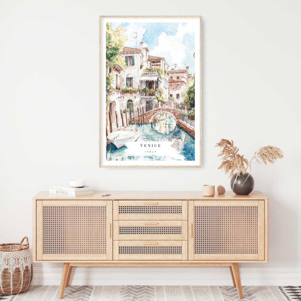 Venice Canal Watercolor Art Print - Shelf - Portrait Venice Canal Watercolor Art Print - Shelf - Portrait