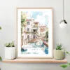 Venice Canal Watercolor Art Print on shelf