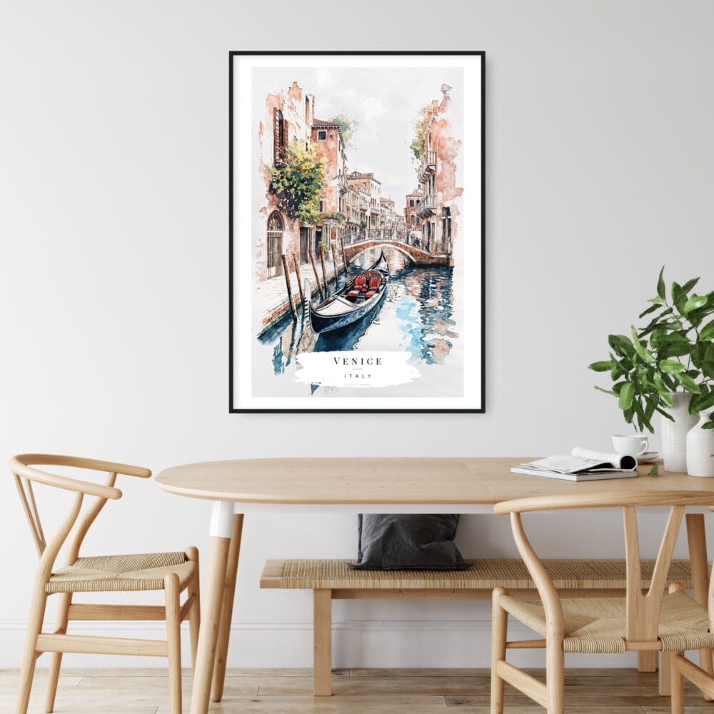 Venice Gondola Watercolor Painting Art Print - Kitchen Wall Art - Portrait Venice Gondola Watercolor Painting Art Print - Kitchen Wall Art - Portrait
